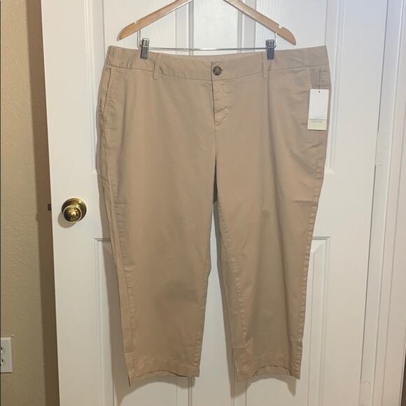 SEJOUR Cropped Oxford Pants. 20W. Tan - Picture 2 of 8